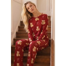 Siyah İnci Desenli Termal Kumaşlı Ultra Soft Yumuşak Örme Pijama Takımı 26226319