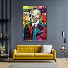 Brf Store Canarino Arajans Yağlı Boya Efektli Mustafa Kemal Atatürk Portresi Karizma Gözlük Soyut Kanvas Tablo
