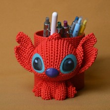 Brf Store Canarino Knitted Kalemlik – 3D Baskı Sevimli Karakterli Masaüstü Kalem Organizeri-Kırmızı