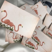 Brf Store Canarino Flamingo Baskılı Mesaj Kartı 10'lu Set Tek Taraflı Yazılabilir Not Kartı 8x5 cm Hediye Tebr