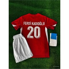 Legent Lady Türkiye Euro 2024 Avrupa Şampiyonası Ferdi Kadıoğlu Çocuk Forması Kırmızı Forma Şort Çorap