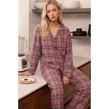 Siyah İnci Desenli Termal Kumaşlı Ultra Soft Yumuşak Düğmeli Örme Pijama Takımı 26226121