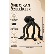 Eb Studio Siyah Ahtapot Figürlü Sarı LED Gece Işığı – Masaüstü ve Raf Dekoru 18 cm