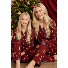 Siyah İnci Yılbaşı Temalı Desenli Termal Kumaşlı Ultra Soft Yumuşak Düğmeli Örme Pijama Takımı 26226804