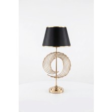 Luminzo Viora Gold Luxury Series Siyah Başlık Sarmal Tasarım Metal Abajur Premium Tasarım Masa Lambası Aydınlatma