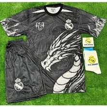 Legent Lady Real Madrid 2026 #cr7 Ronaldo Siyah Dragon Yılan Desenli Yeni Sezon Çocuk Forması 4’lü Set
