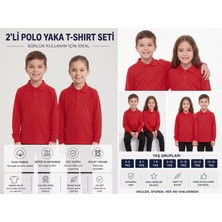 Secret Touch 2'li Paket Kız Erkek Çocuk %100 Pamuk Lakos Uzun Kollu Polo Yaka Okul Tişörtü