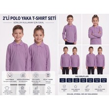 Secret Touch 2'li Paket Kız Erkek Çocuk %100 Pamuk Lakos Uzun Kollu Polo Yaka Okul Tişörtü