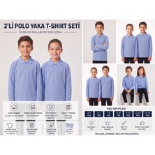 Secret Touch 2'li Paket Kız Erkek Çocuk %100 Pamuk Lakos Uzun Kollu Polo Yaka Okul Tişörtü
