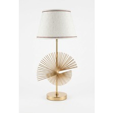 Luminzo Lapas Eskitme Luxury Series Beyaz Başlık Çubuklu Tasarım Metal Abajur Premium Tasarım Masa Lambası Aydınlatma