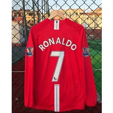 Legent Lady C.ronaldo Kırmızı Retro United Uzun Futbol Forması Hava Alabilen Polyester Kumaş Halısaha Forması