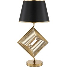 Luminzo Illia Eskitme Luxury Series Siyah Başlık Kare Desen Tasarım Metal Abajur Premium Tasarım Masa Lambası Aydınlatma