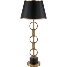 Luminzo Rabio Gold Luxury Series Siyah Başlık Halkalı Tasarım Metal Abajur Premium Tasarım Masa Lambası Aydınlatma