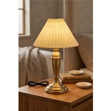 Luminzo Puldo Modern Tasarım Eskitme Metal Abajur Şık Dekoratif Masa Lambası