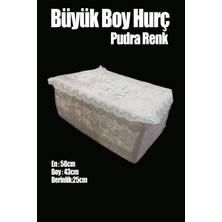 Çeyizlik Büyük Tek Hurç Çiçekli, Kadife Tek Hurç Çeyizlik Dantelli Hurç, Pudra Büyük Boy Hurç