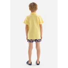Brf Store Canarino Dagi Micro Erkek Çocuk Çiçek Desenli Şort, Dokuma, Indigo/ Turuncu, 12-13Y