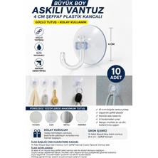 Dünya Magnet 10 Adet 4 cm Büyük Boy Şeffaf Askılı Vantuz – Kancalı Öpücük Vantuz