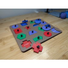 Brf Store Canarino 3D Baskı Ingilizce Etiketli Şekil Tanıma Puzzle Tahtası - 16 Geometrik Şekil, Bilişsel Geli