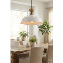 Luminzo Yeliza Bohem Metal Eskitme Aksesuar Beyaz Metal Sarkıt 35 cm Avize Yemek Masası Üstü Salon Aydınlatma