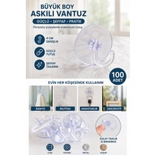 Dünya Magnet Büyük Boy Askılı Vantuz, 100 Adet 4cm Şeffaf Plastik Kancalı Öpücük Vantuz