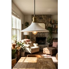 Luminzo Glory Bohem Metal Eskitme Aksesuar Beyaz Metal Sarkıt 35 cm Avize Yemek Masası Üstü Salon Aydınlatma