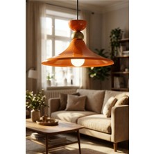 Luminzo Ferino Bohem Metal Eskitme Aksesuar Turuncu Metal Sarkıt 35 cm Avize Yemek Masası Üstü Salon Aydınlatma