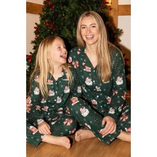Siyah İnci Yılbaşı Temalı Desenli Termal Kumaşlı Ultra Soft Yumuşak Düğmeli Örme Pijama Takımı 26226802