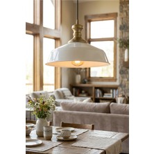Luminzo Artem Bohem Metal Eskitme Aksesuar Beyaz Metal Sarkıt 35 cm Avize Yemek Masası Üstü Salon Aydınlatma