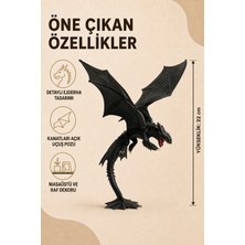 Eb Studio Siyah Kanatlı Uçan Ejderha Figürü 22 cm Fantastik Masaüstü Dekoratif Biblo
