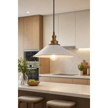 Luminzo Loren Bohem Metal Eskitme Aksesuar Beyaz Metal Sarkıt 30 cm Avize Salon Aydınlatma Yemek Masası Üstü