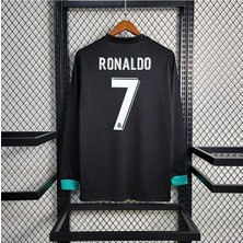 Legent Lady R. Madridd 2017-18 Kiev Şampiyonlar Ligi Finali Cristiano Ronaldo Forması (Siyah-Uzun-Kol)