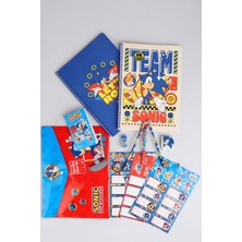 x Dekomus "Speed Force Collection" Lisanslı Sonic 12 Parça Kırtasiye Seti 2 adet A4 defter,Çıtçıt Dosya,Okul Etiketi