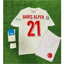 Legent Lady Türkiye 2024 Barış Alper Yılmaz Iç Saha Çocuk Forması 4'lü Set (Euro 2024 Patch) Beyaz