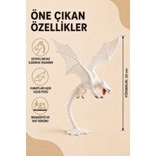 Eb Studio Beyaz Kanatlı Uçan Ejderha Figürü 22 cm Fantastik Masaüstü Dekoratif Biblo