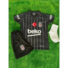 Legent Lady 2024/25 Beşiktâş'- Ricardo' Quaresma' Q7 Deplasman Siyah Çocuk Forması Spor T-Shirt