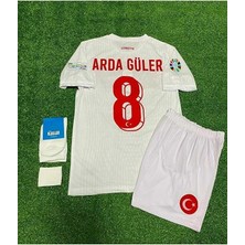 Legent Lady Türkiye 2024 8 Numara Beyaz Çocuk Forması 4'lü Set (Euro 2024 Patch) Beyaz
