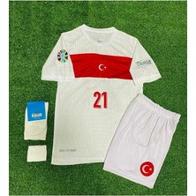 Legent Lady Türkiye Euro 2024 Barış Alper Yılmaz Çocuk Forması 4'lü Set (Euro 2024 Patch) Beyaz