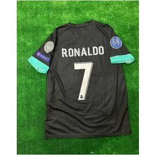 Legent Lady R. Madridd 2017-18 Kiev Şampiyonlar Ligi Finali Cristiano Ronaldo Forması (Siyah-Kısa)