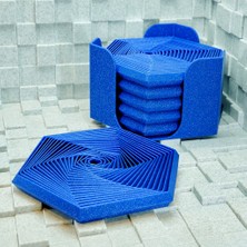 Brf Store Ysnprıme Super Fidget Coaster Seti – 3D Baskı Altıgen Desenli Bardak Altlığı ve Tutucu-Mavi