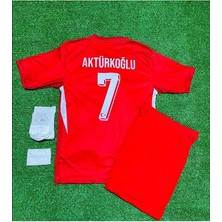 Legent Lady Türkiye Euro 2024 Kerem Aktürkoğlu Kırmızı Çocuk Forması 4'lü Set (Red)