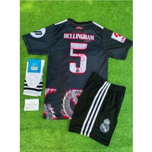 Legent Lady R.madridd 2024/24 Sezonu Jude Bellingham Dragon Desenli Konsept Çocuk Forması 4'lü Set (Black-Red)