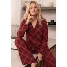 Siyah İnci Desenli Termal Kumaşlı Ultra Soft Yumuşak Düğmeli Örme Pijama Takımı 26226119
