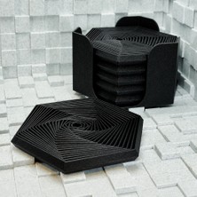 Brf Store Ysnprıme Super Fidget Coaster Seti – 3D Baskı Altıgen Desenli Bardak Altlığı ve Tutucu-Siyah