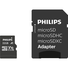 Brf Store Ysnprıme Philips Ultra Speed Micro Sdhc Card 32 GB + Sd Adaptör Uhs-I U1, 80 Mb/s'ye Kadar Okuma Hız