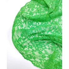 Kumaş Parça Canlı Yeşil Renkte Ince Yumuşak Damarlı Dantel Kumaş Elbiselik & Abiyelik 120X280CM