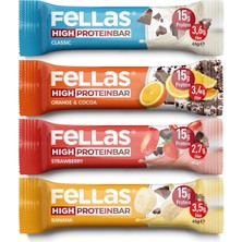 Brf Store Sidelyasell Fellas Yüksek Protein Bar, Karma Kutu (4 Çeşit), 45GR x 12 Adet