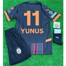 Legent Lady Galatâsarây. 2024/25 Yunus Akgün Alternatif Siyah Yeni Sezon Çocuk Forması 4'lü Set