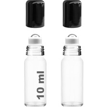 Brf Store Sidelyasell Afracam 10 ml Çelik Roll On Şişesi 10 cc Sızdırmaz Siyah Kapaklı Cam Şişe 2 Adet (Şeffaf