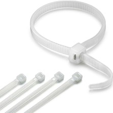 Brf Store Sidelyasell Plastik Cırt Kelepçe, Kablo Bağı Seti, Beyaz, 2.5 x 150 Mm, 100 Adet, Kendinden Kilitlem