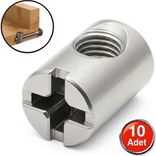 Alet Çantam M6 Silindir Somun 10MMX14MM Mobilya Dolap Birleştirme Bağlantı Çektirme Somunu -10 Adet (Vidasız)